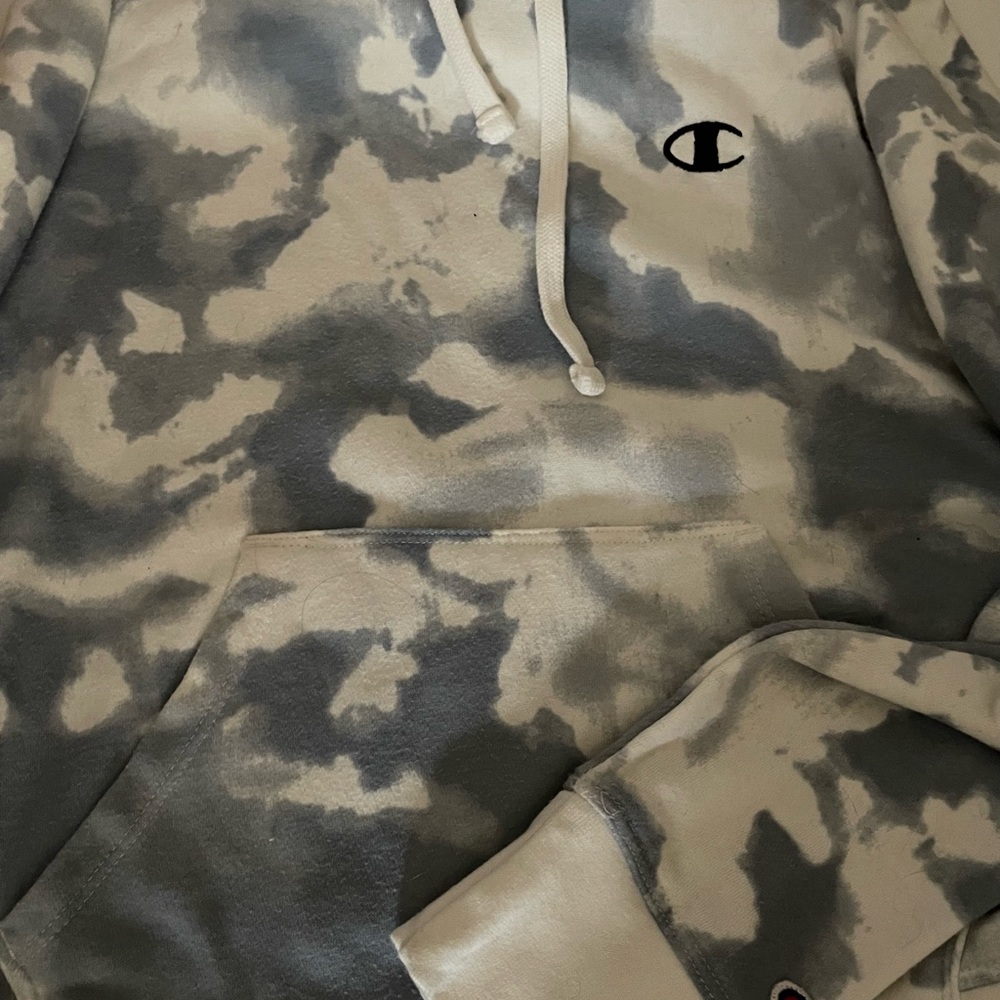 Champion Blue and White Tie Dye Hoodie Size Small